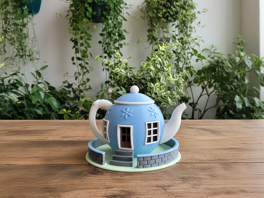 Feenhaus Teekanne | 3D-gedruckter Bausatz | Teehaus Deko | Innendeko | PA1 Authorized Reseller - personalisiert | 3D-Druck PLA | 3D-0094