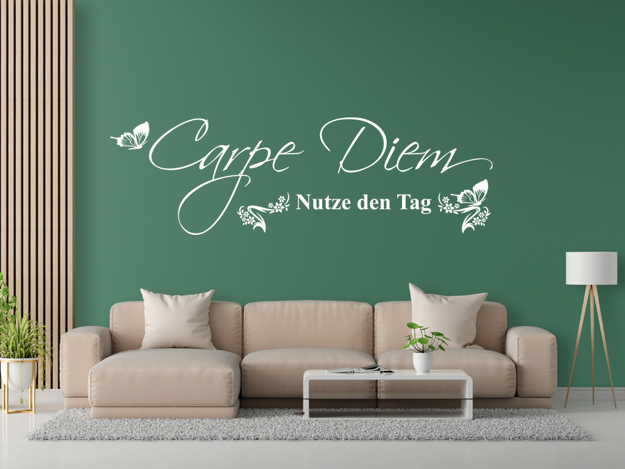 Wandtattoo Carpe Diem Nutze den Tag 120 x 37 cm WT-0082