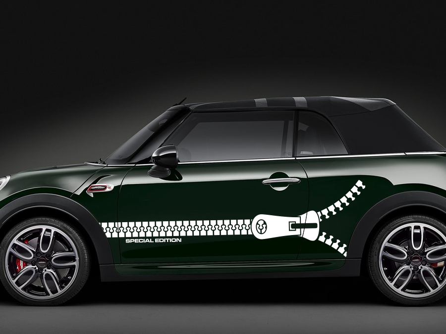 Aufkleber Mini Cooper Reißverschluss Set 4-teilig AG-0015