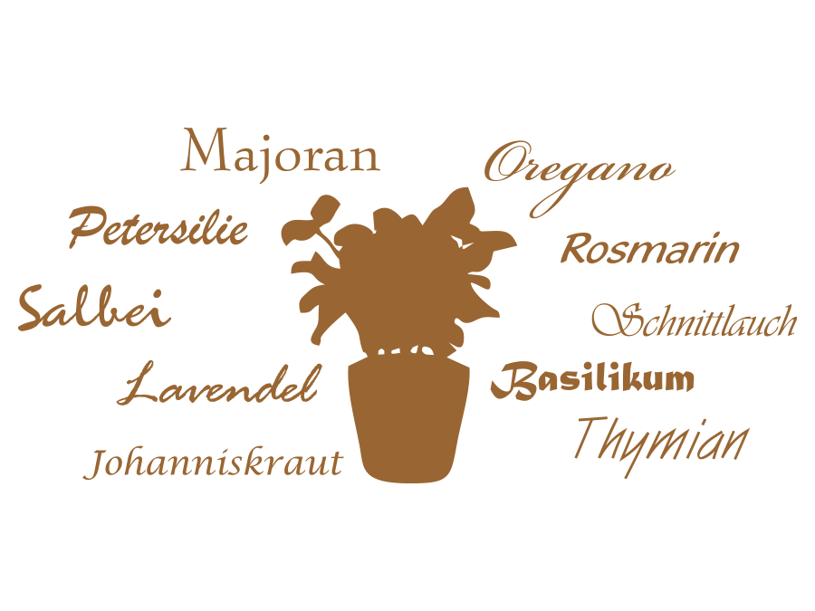 Wandtattoo Kräuter Gewürz Küche 100 x 46 cm WT-0100