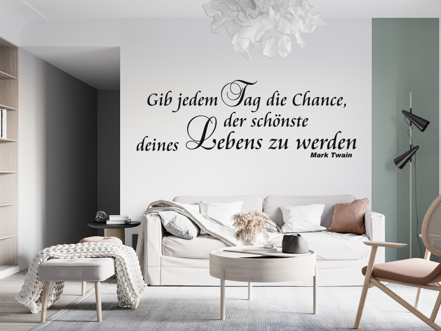 Adesivo Da Parete Con Citazione 'Gib Jedem Tag Die Chance' - Nero, 80x27 Cm - Rimovibile - 3