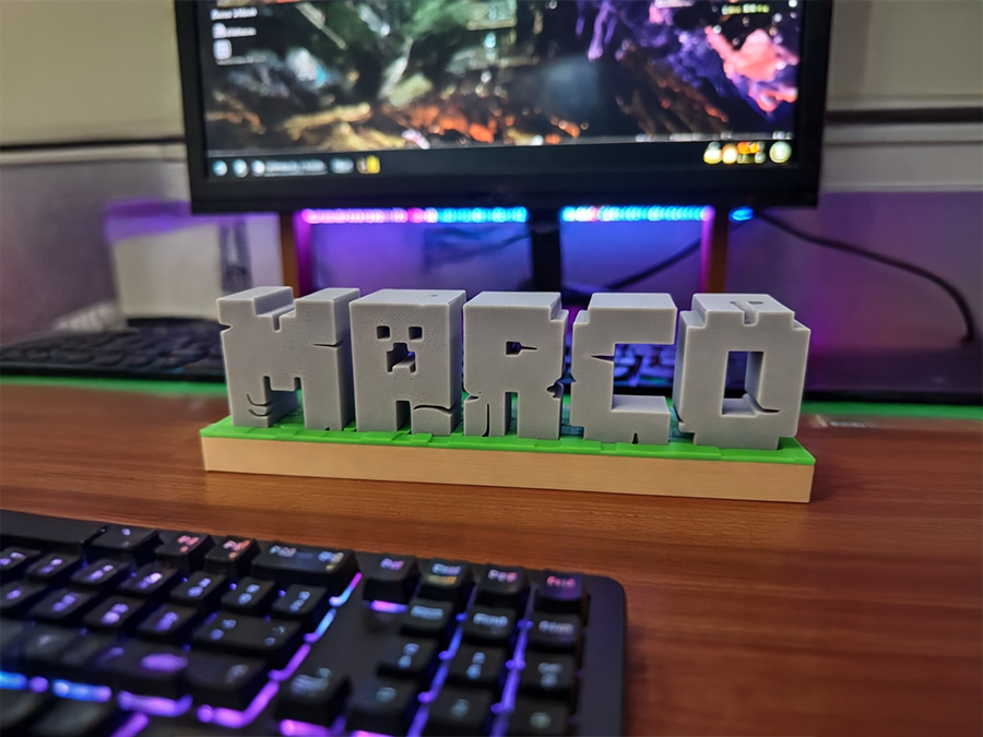 3D gedrucktes Minecraft Namensschild – Wunschname personalisiert – Gaming Deko Geschenk für Kinder & Gamer 3D-0101