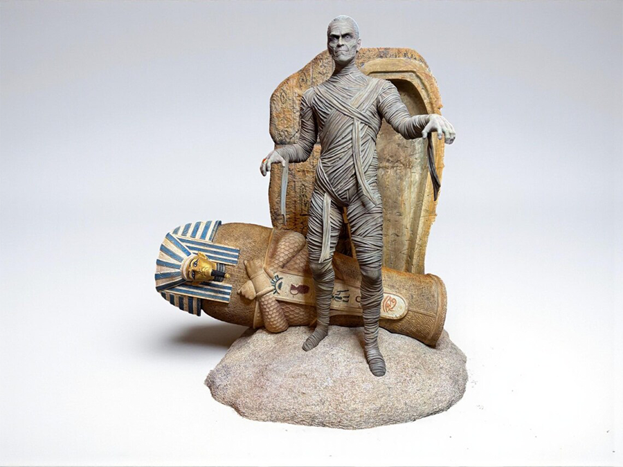 Die Mumie | 3D-gedruckte Figur mit Sarkophag Diorama | handbemaltes Sammlerstück 3D-0069