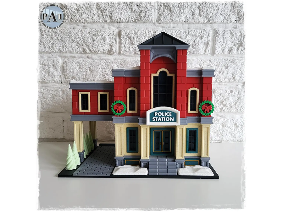 Polizeistation – 3D-Bausatz Maßstab 1:64 | Diorama Modul für Hot-Wheels & Matchbox | PA1 Authorized Reseller |  3D-0053
