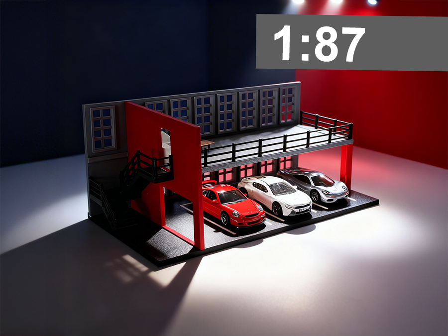Auto Showroom Diorama Bausatz - Miniaturkunstwerk, Diecast, Maßstab 1:87 (H0) | 3D-0105a