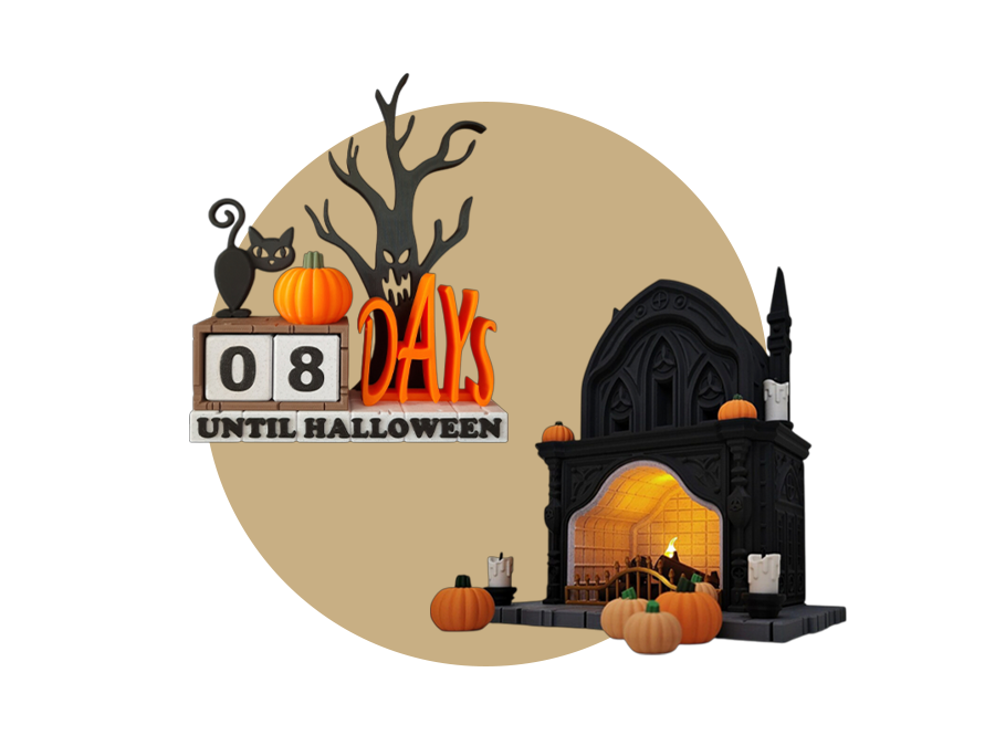 Halloween Dealpaket mit Countdown Kalender und Kamin | 3D-0076