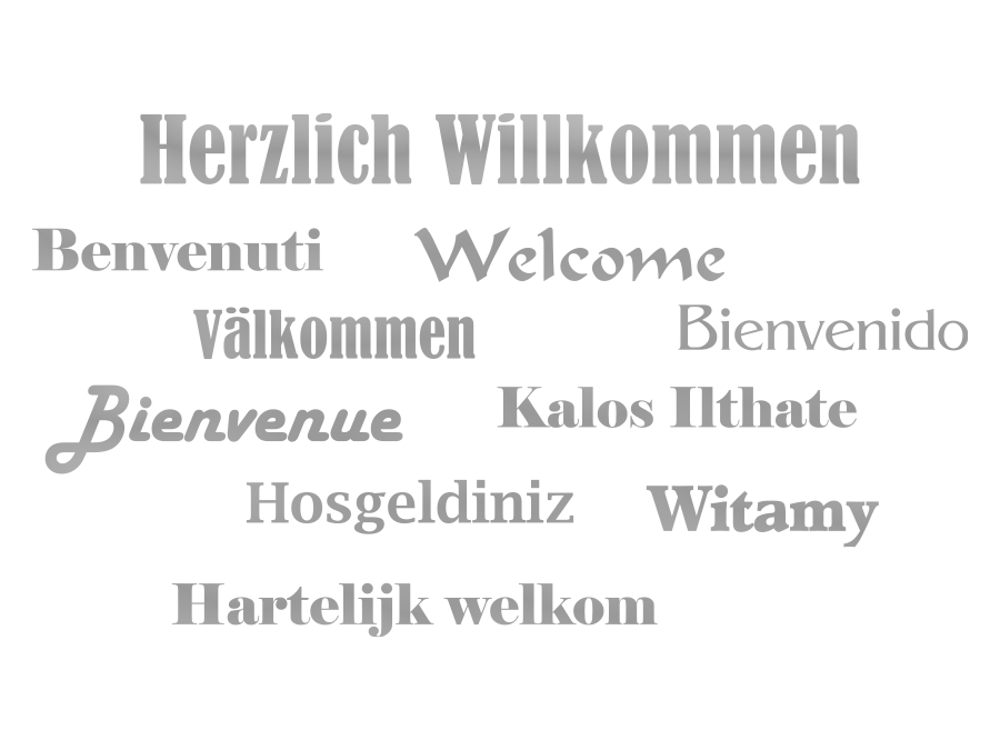 Wandtattoo Willkommen, Welcome in verschiedenen Sprachen bis zu 200 x 112 cm WT-0119