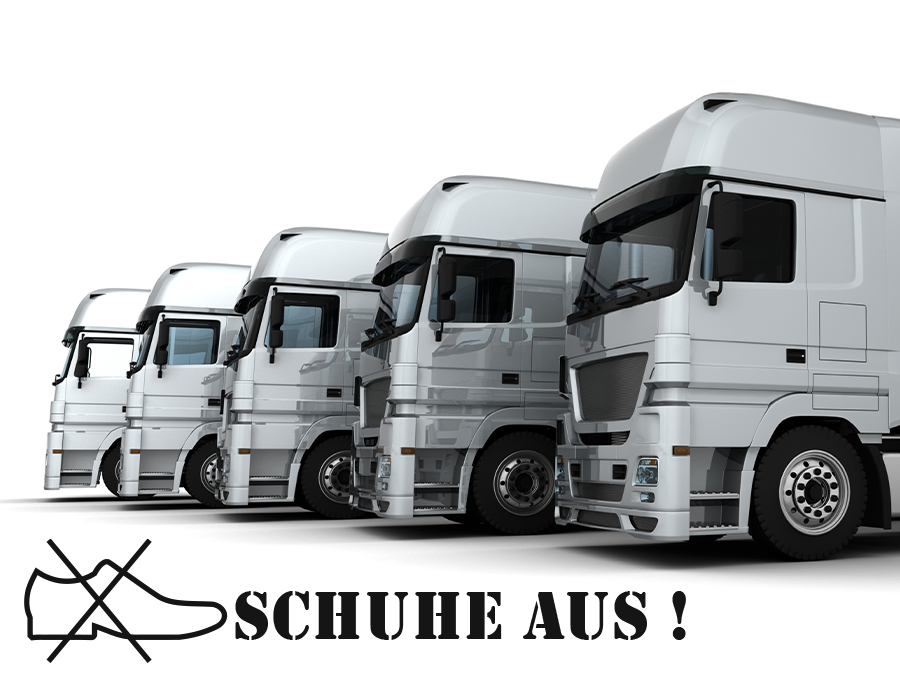 Aufkleber Schuhe aus! LKW Scania, MAN, Mercedes 30 x 5,6 cm AG-0083