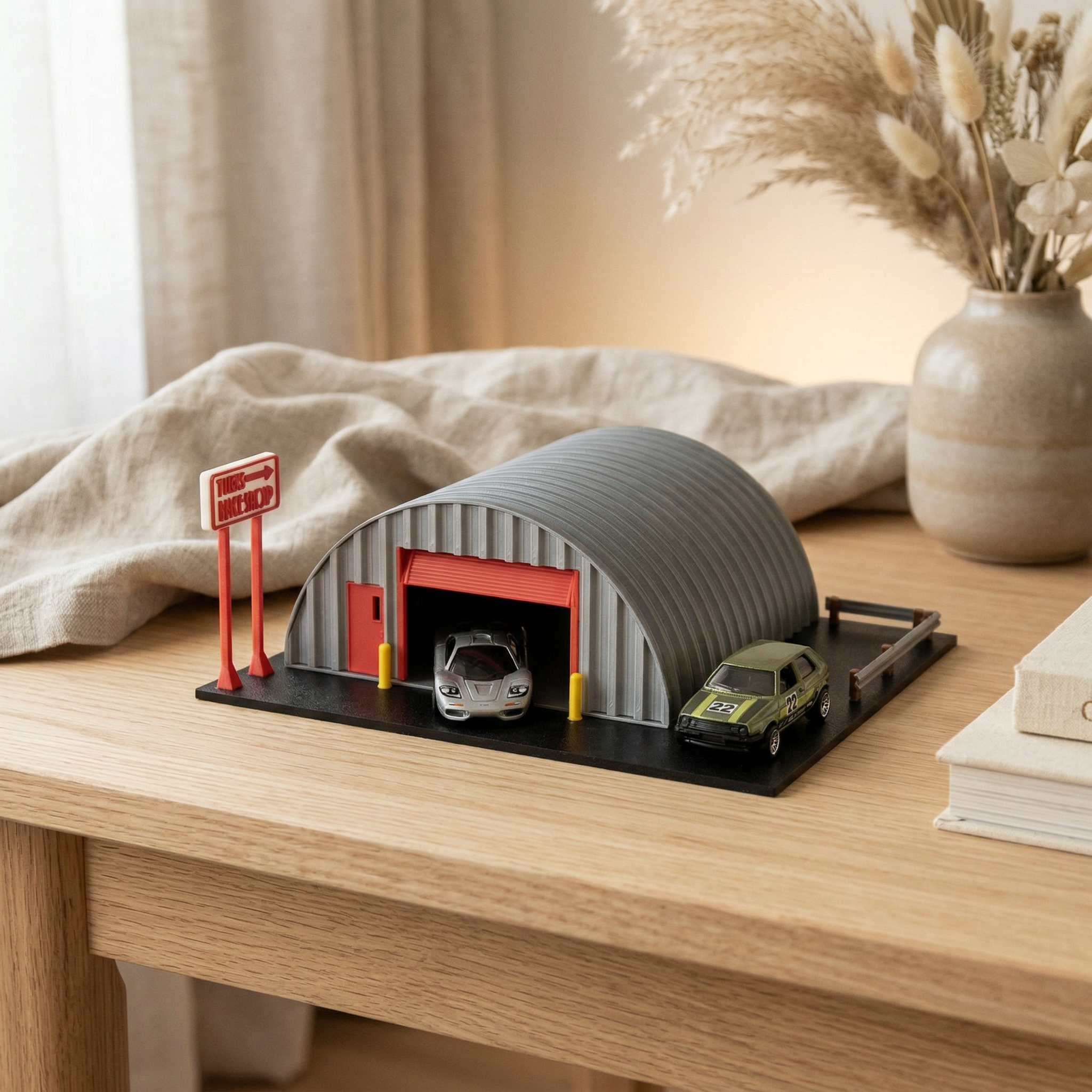 3D Druck Garage Diorama Bausatz 1:64 / 1:87 – Hot Wheels, Matchbox & Diecast Display Werkstatt