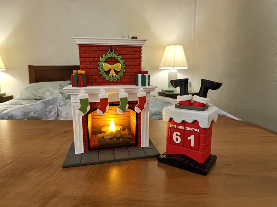 Dealpaket Cozy Winter Countdown | Weihnachts-Countdown und Weihnachtskamin mit LED-Teelicht | 3D-0078