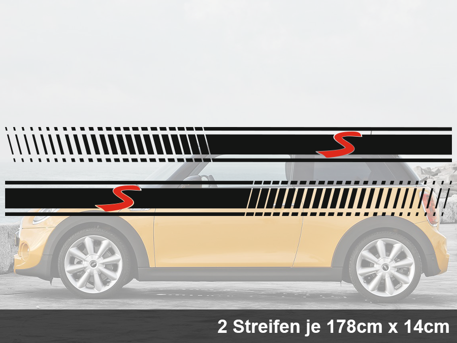 Aufkleber Seitenstreifen "S" zweifarbig Set 2-teilig AG-0108