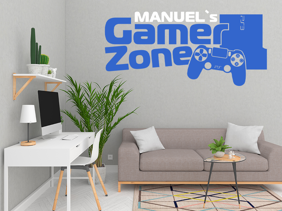 Wandtattoo Gamer Zone mit Name bis zu 120 x 53 cm WT-0111