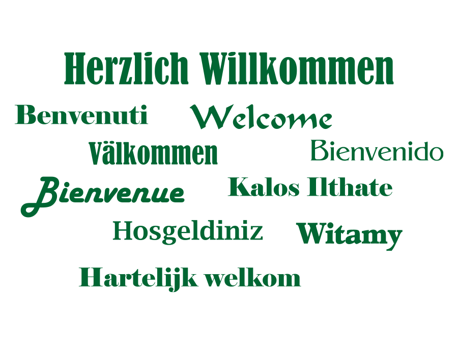 Wandtattoo Willkommen, Welcome in verschiedenen Sprachen 60 x 33 cm WT-0118