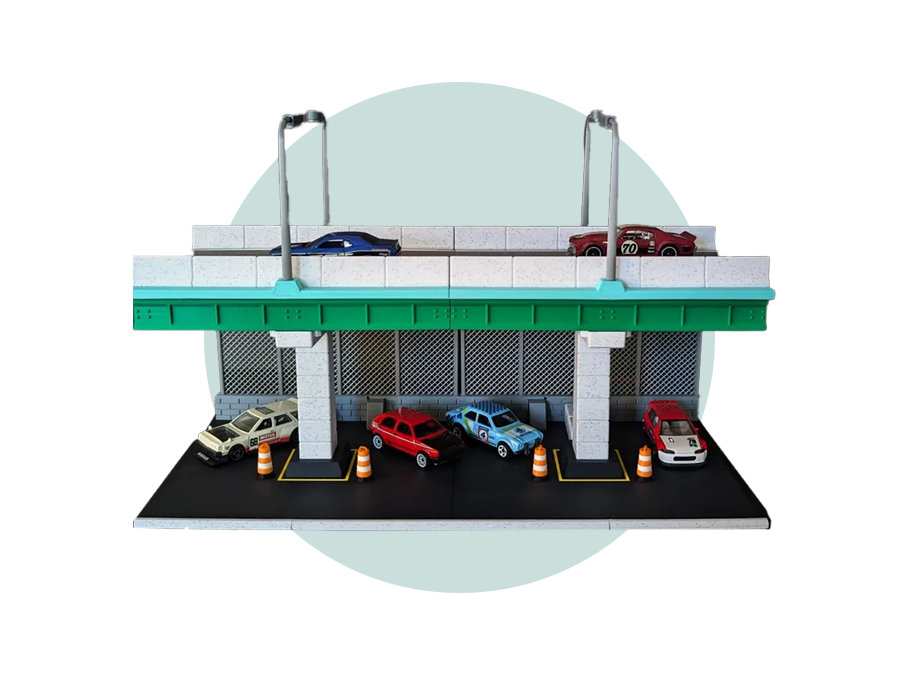 Overpass Straßenüberführung | Diorama 1:64 | US Brücke für Matchbox, Hot Wheels, DieCast Modelle | PA1 Authorized Reseller |  3D-0048
