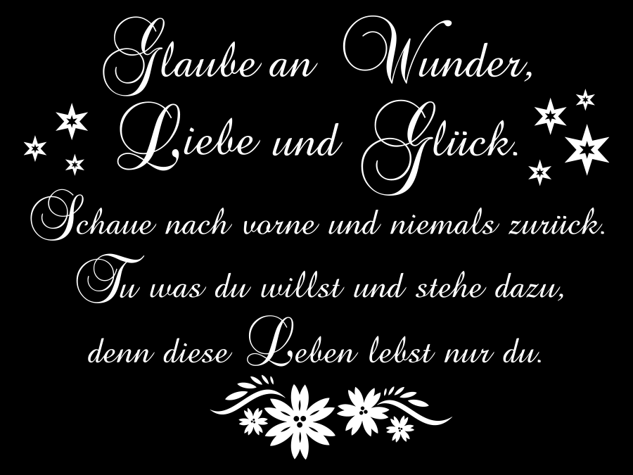 Wandtattoo Glaube an Wunder, Liebe und Glück bis 160 x 121 cm WT-0038