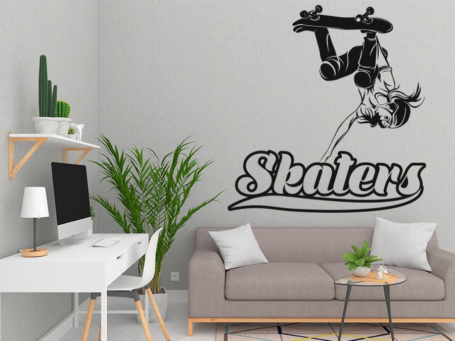 Wandtattoo Skaterin, Skater 60 x 63 cm WT-0125