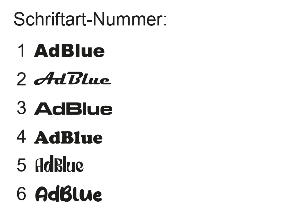 Aufkleber AdBlue personalisierte Schrift 15 cm hoch AG-0815