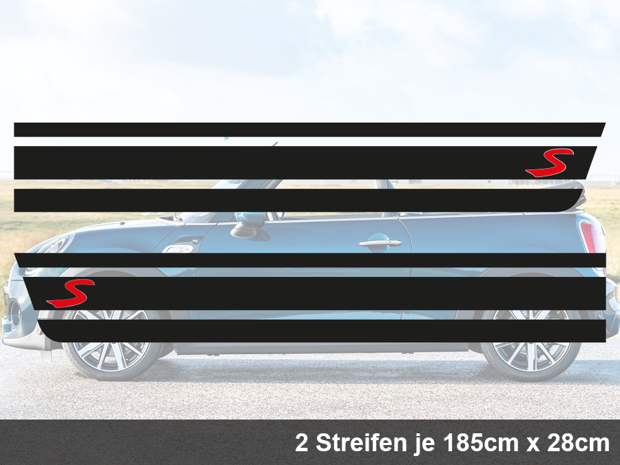 Aufkleber Seitenstreifen "S" zweifarbig für Mini Cooper Set 2-teilig AG-0106