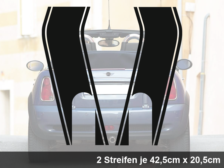 Aufkleber Heckklappe Streifen für Mini Cooper R52 Set 2-teilig AG-0102