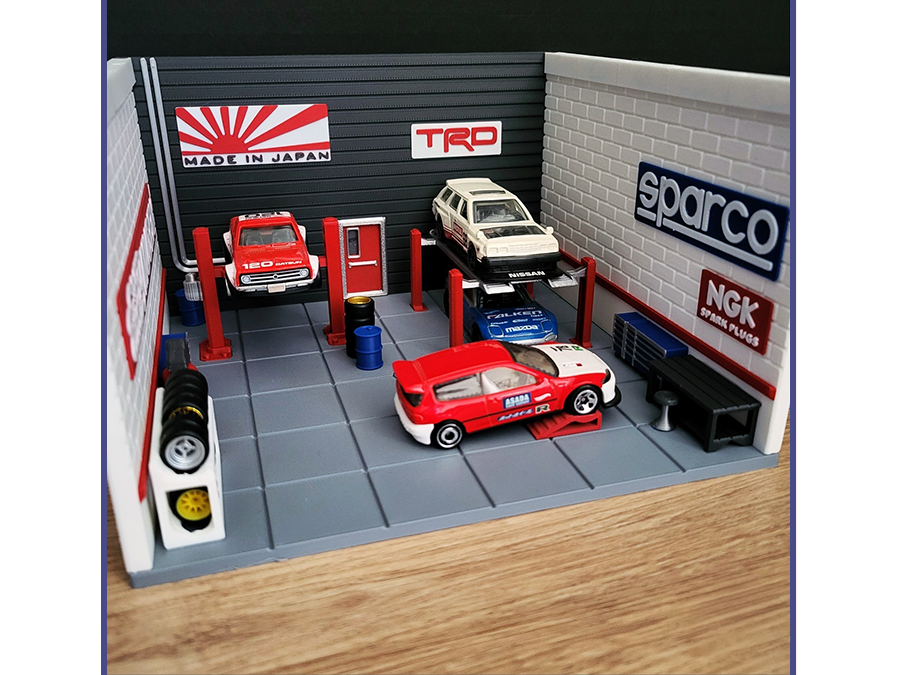 JDM Garage Tuning Garage Hot Wheels Diorama 1:64 | 3D-gedruckter Bausatz mit Anleitung | PA1 Authorized Reseller