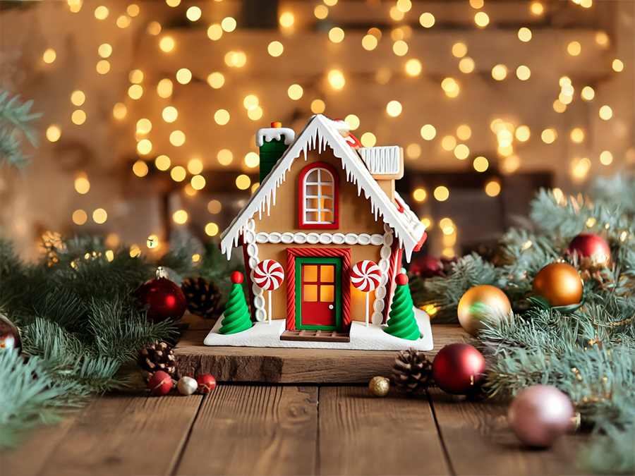 Weihnachten Lebkuchenhaus, inkl. LED-Teelicht 3D-0030