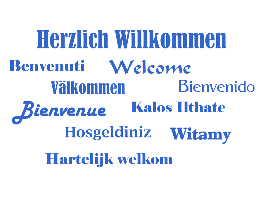 Wandtattoo Willkommen, Welcome in verschiedenen Sprachen bis zu 200 x 112 cm WT-0119