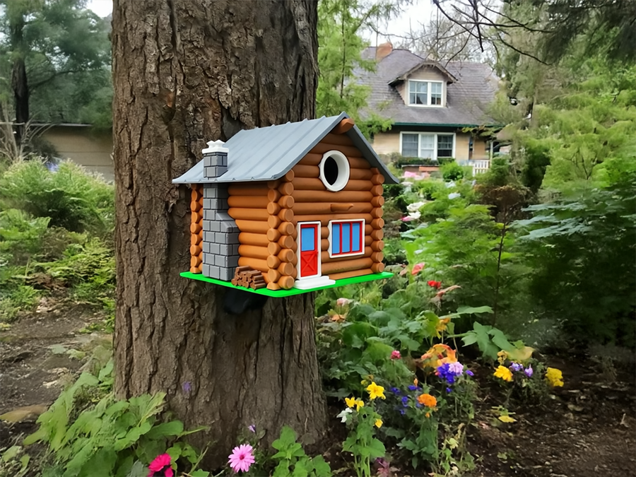 Vogelhaus Blockhaus / Log Cabin – 3D-gedruckter Bausatz | wetterfestes PETG | zum Selbstaufbau | PA1 Authorized Reseller | 3D-0098