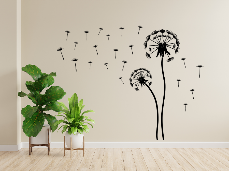 Wandtattoo Pusteblume 180 x 60 cm mit 120 x 40 cm Flugsamen Bogen WT-0010