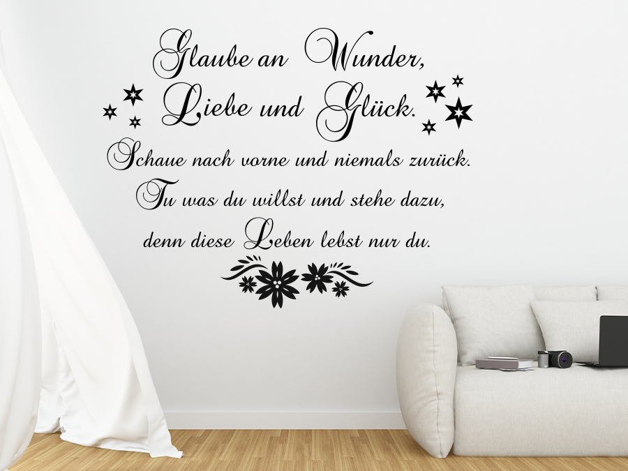 Wandtattoo Glaube an Wunder, Liebe und Glück bis 160 x 121 cm WT-0038