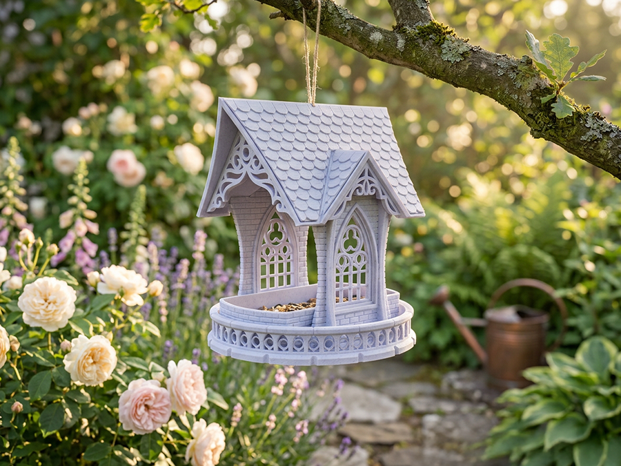 Vogelhaus White Gothic Style - 3D gedruckter Bausatz | wasserfestes PETG | PA1 Authorized Reseller